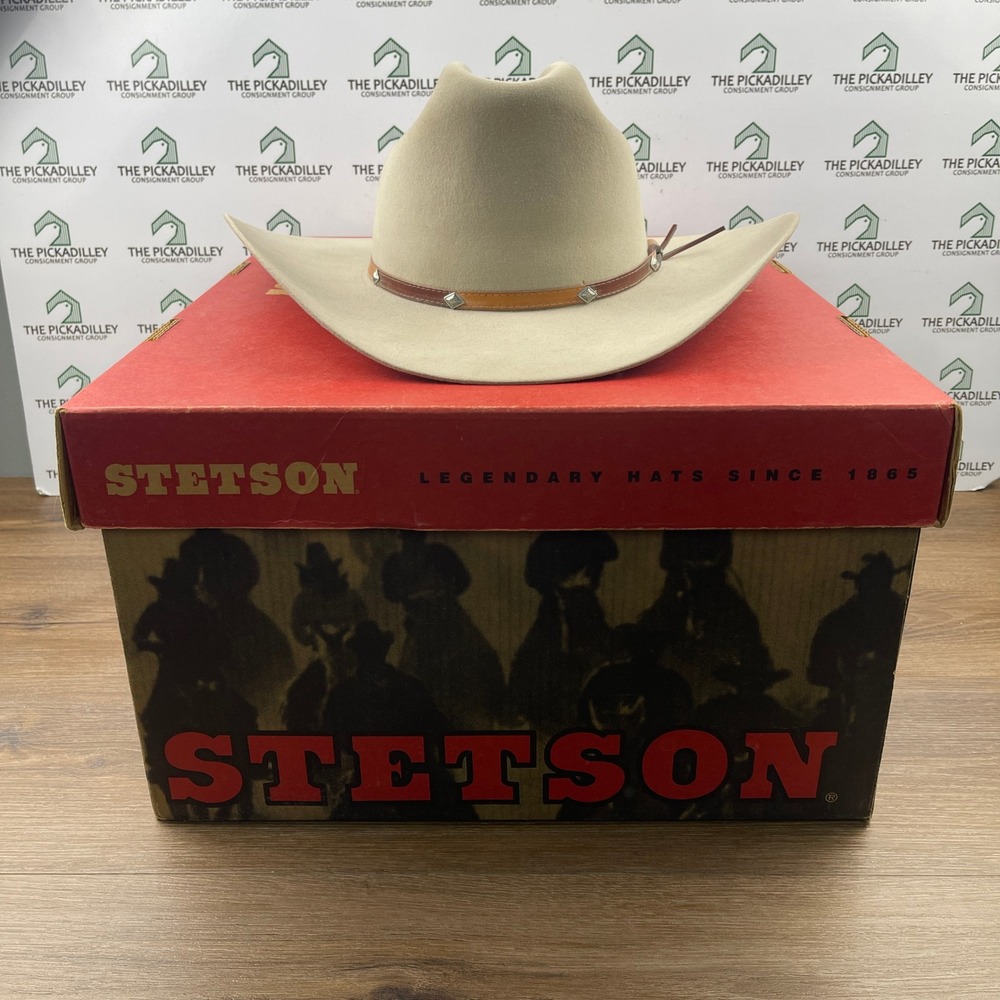 Stetson 4X Beaver Grant Cowboy Hat Belly Beige 7 5/8 Western Cattleman Crease